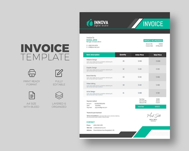 Professional business invoice template design