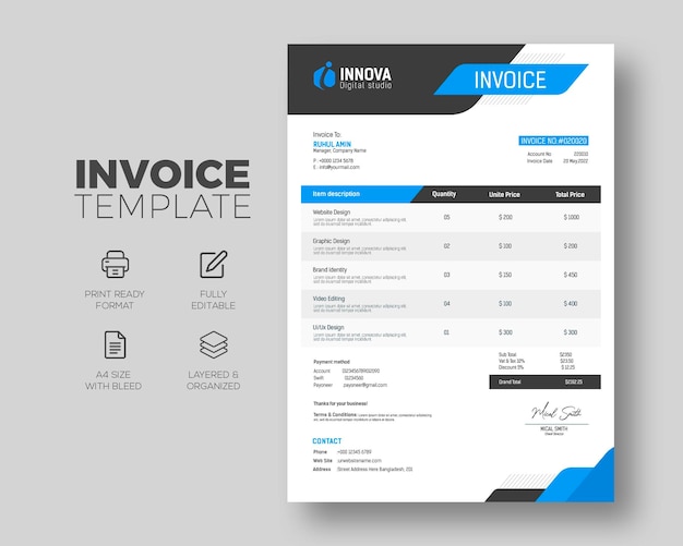 Professional business invoice template design