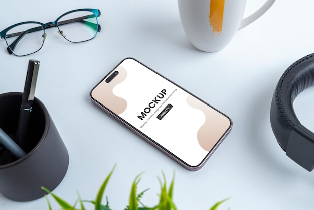 Professional business phone mockup composition