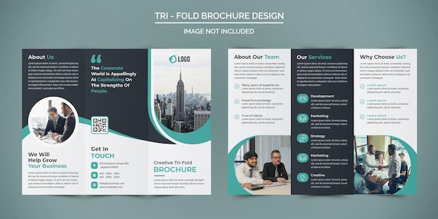 PSD design professionale per brochure a tre ante aziendali