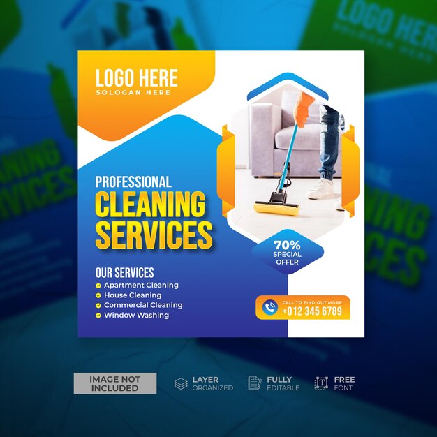 PSD professional cleaning service social media template