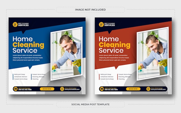 Professional cleaning services square flyer or instagram social media post template