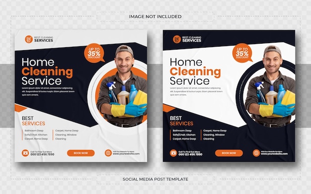 Professional cleaning services square flyer or instagram social media post template