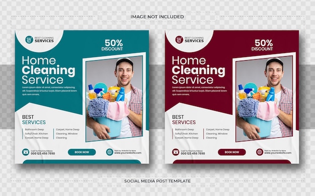 PSD professional cleaning services square flyer or instagram social media post template