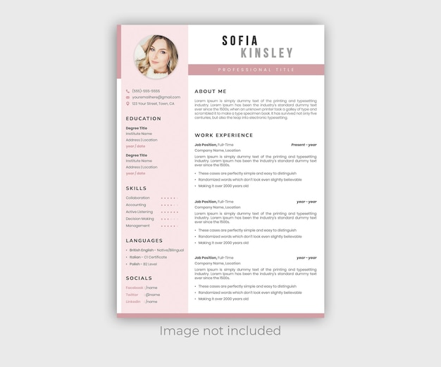 PSD professional and creative resume, cv template design