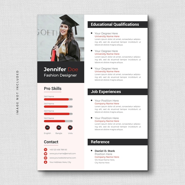 PSD professional curriculum vitae and modern resume template