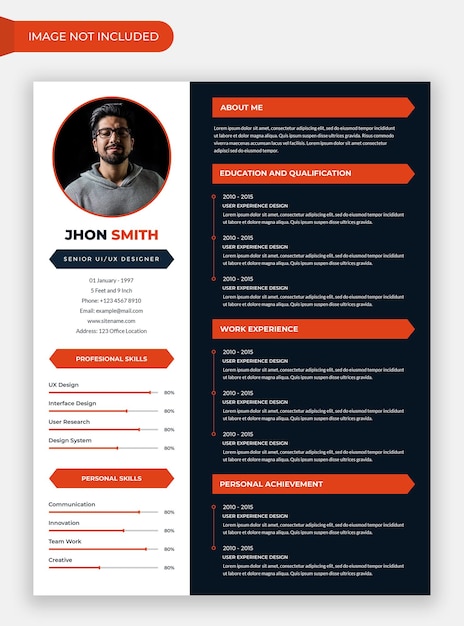 Professional dark curriculum vitae or resume template design