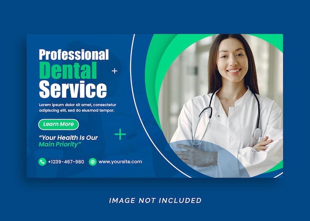 Профессиональный стоматолог и здравоохранение медицинский веб-баннер шаблон