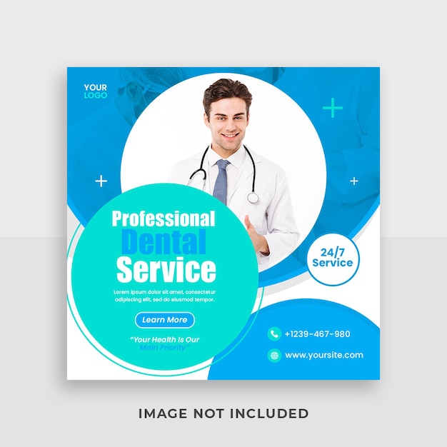 professional dentist and health care medical social media post template