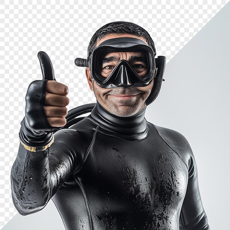 PSD professional diver psd illustrations with transparent background perfect for underwater and marine