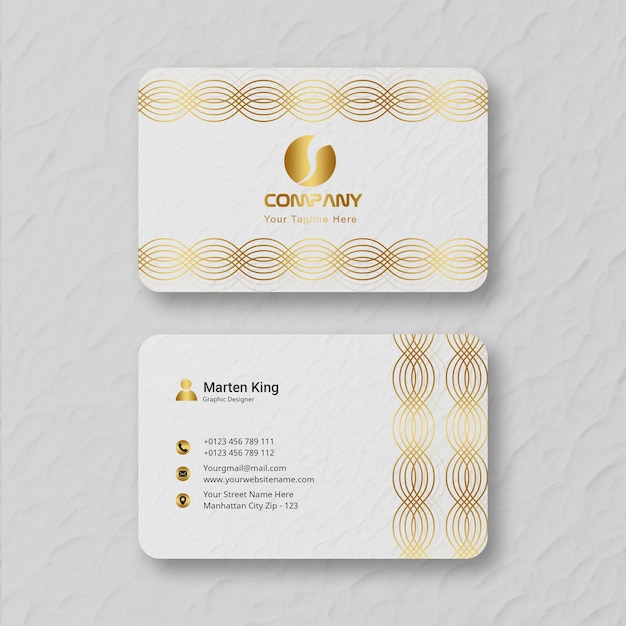 PSD professional golden accents amp wavy patterns business card