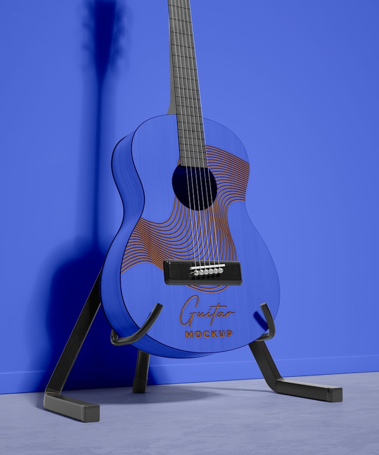PSD professional guitar in studio mockup