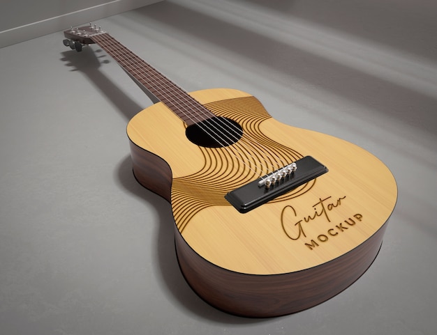 PSD chitarra professionale in mockup da studio