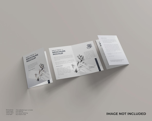 PSD mockup di brochure piegati a metà professionali