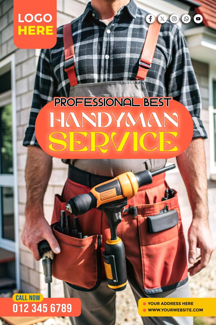 PSD professional handyman banner copy space poster and flyer