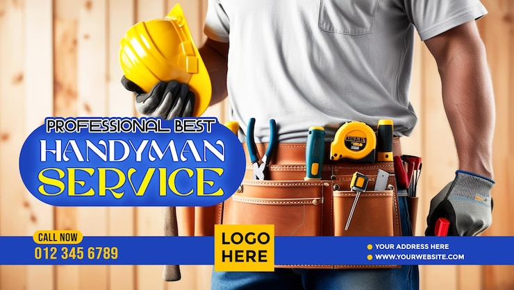 PSD professional handyman banner copy space poster and flyer