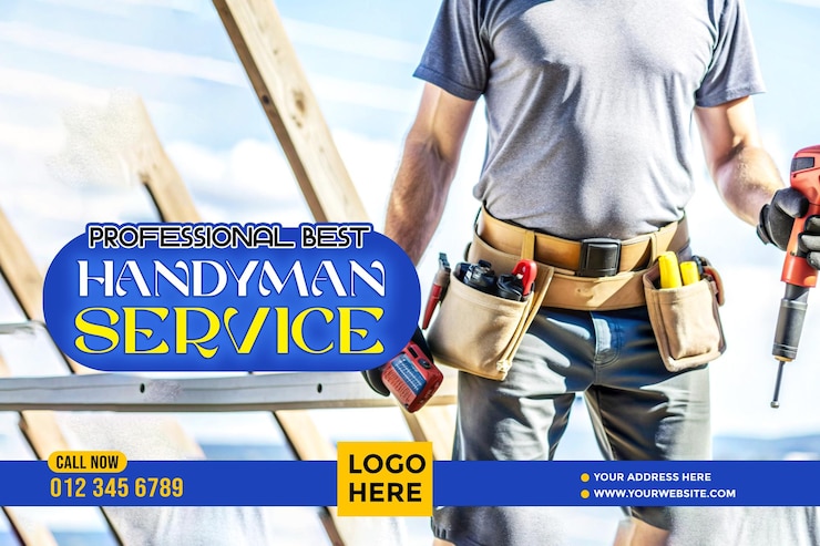 PSD professional handyman banner copy space poster and flyer