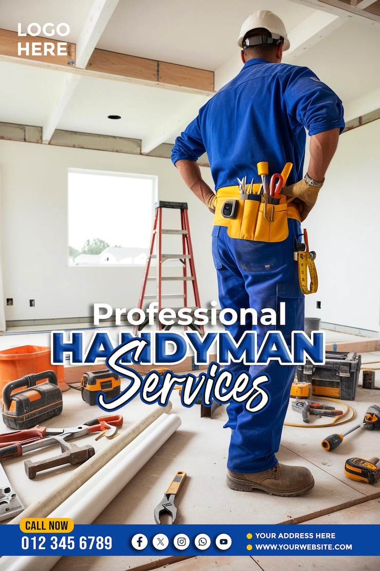 PSD professional handyman banner copy space poster and flyer