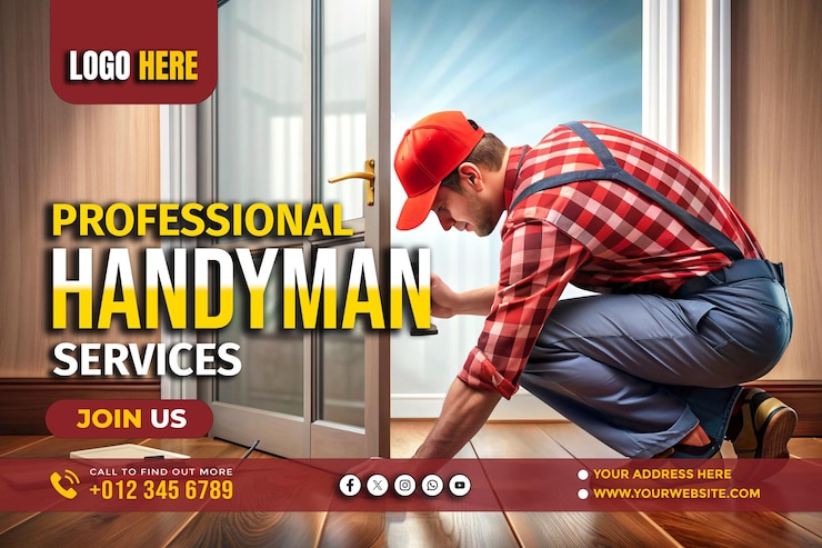 PSD professional handyman banner copy space poster and flyer