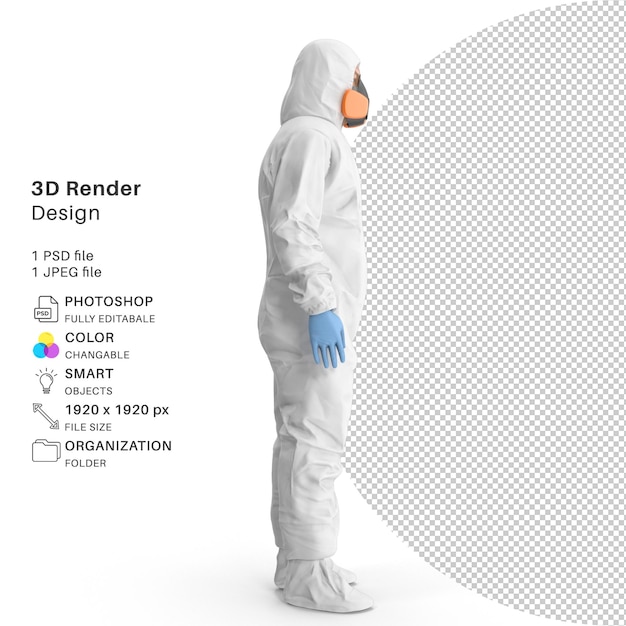 전문 Hazmat 작업자 3d 모델링 Highdetail Psd 디자인