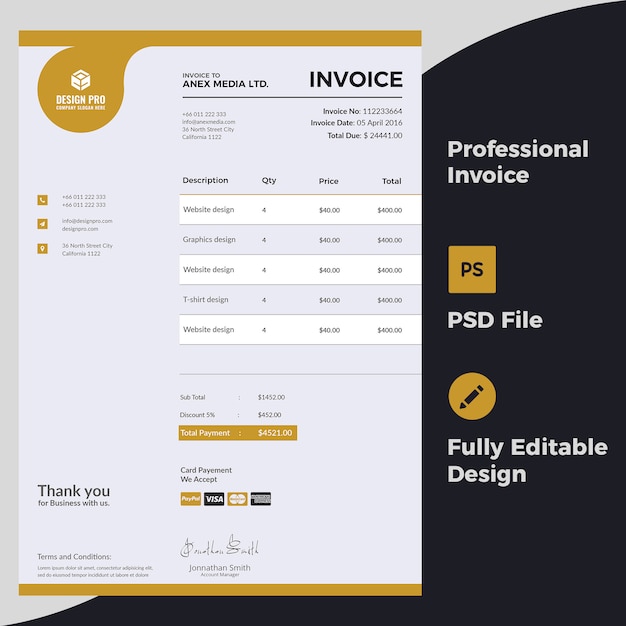 PSD professional invoice design