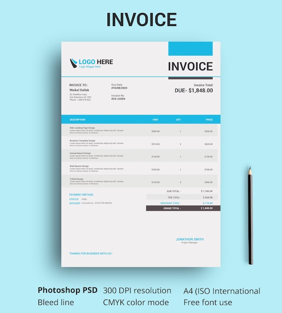 professional invoice template for business use