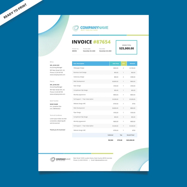 PSD professional invoice template