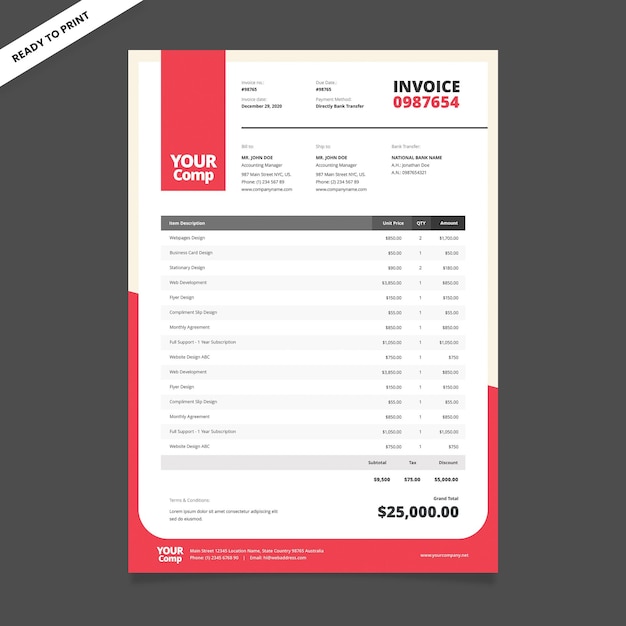 Professional invoice template