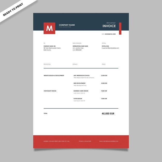 PSD professional invoice template