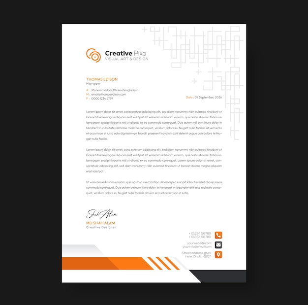 PSD professional and minimal business letterhead template design