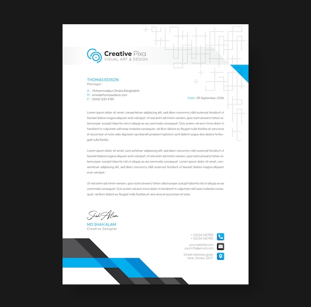 Professional and minimal business letterhead template design