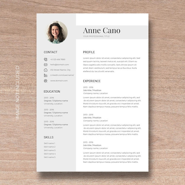 PSD modello di cv professionale minimale e moderno con foto