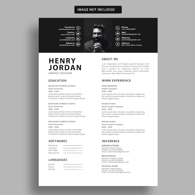 PSD professional minimalist resume cv psd template