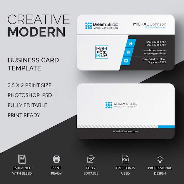 PSD professional mockup of modern business card