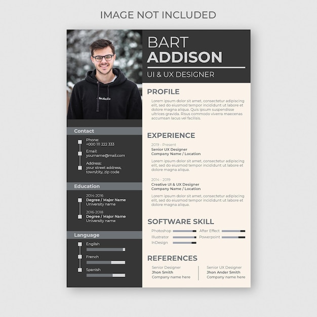 PSD professional modern resume or cv template premium psd