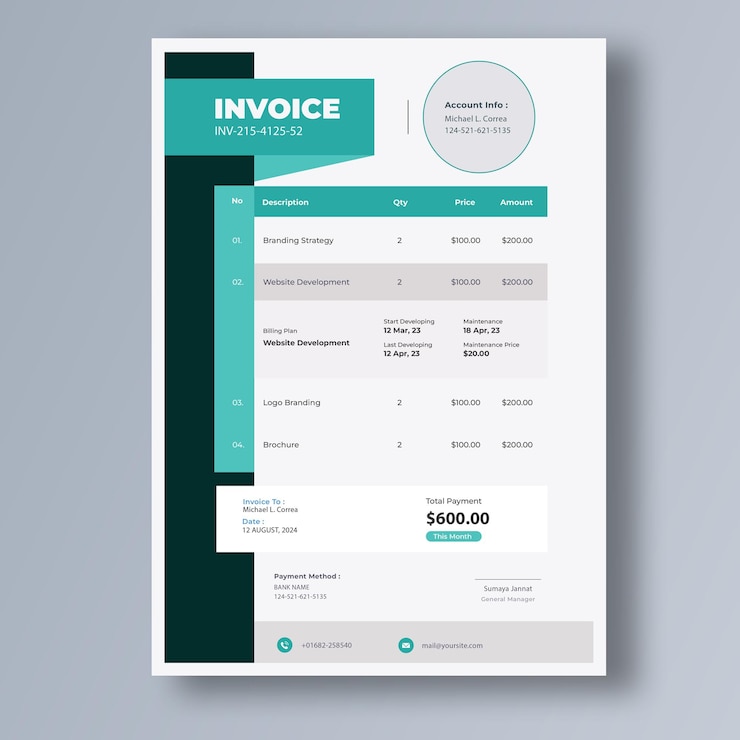 PSD professional modern sale invoice psd template