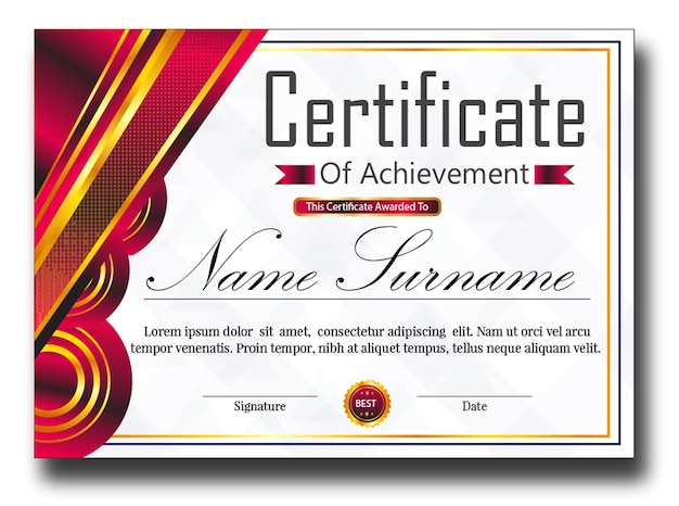 PSD professional new certificate design in pink