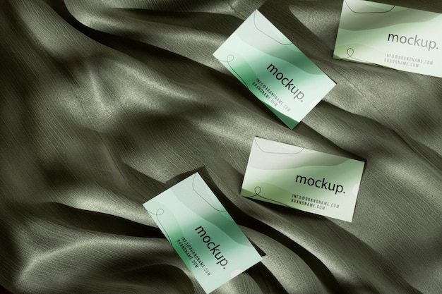 Professional paper business card mock-up of fabric