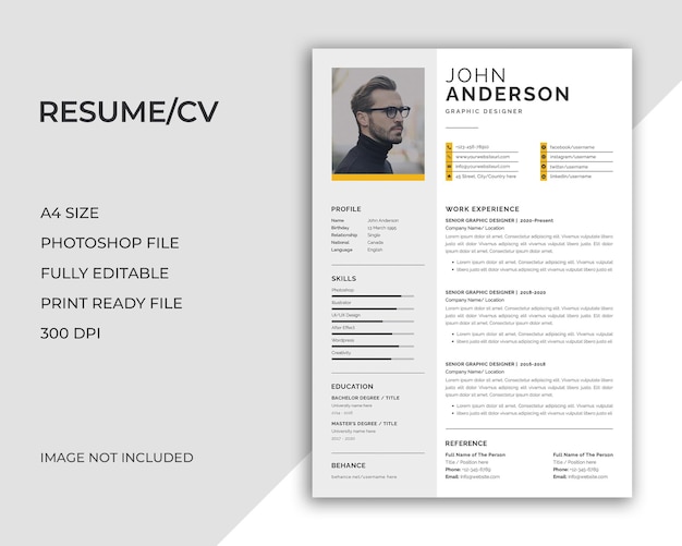 PSD professional personal cv resume template