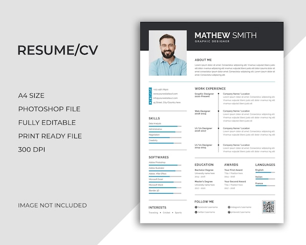 Professional personal cv resume template