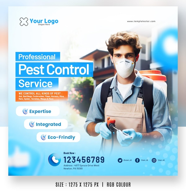 PSD professional pest control service post banner flyer templates