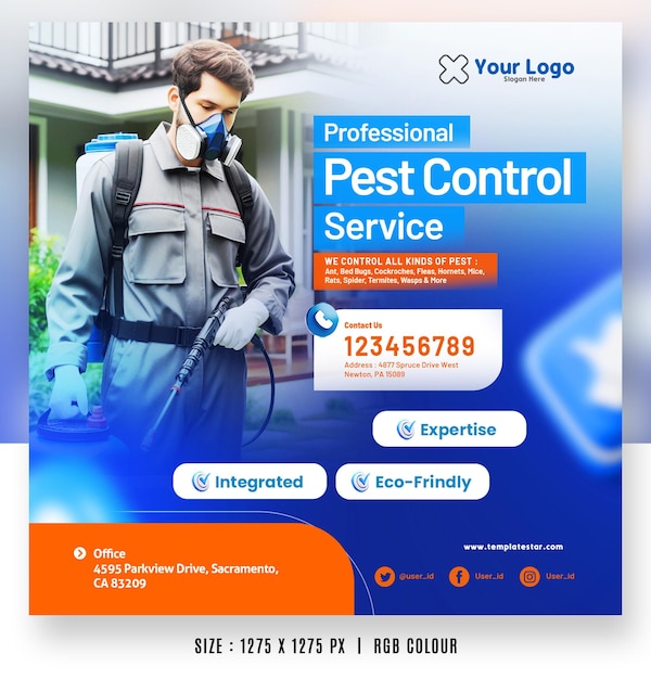 Professional pest control service post banner promotion flyer templates