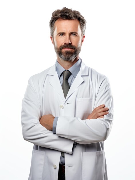Professional pharmacist in white background