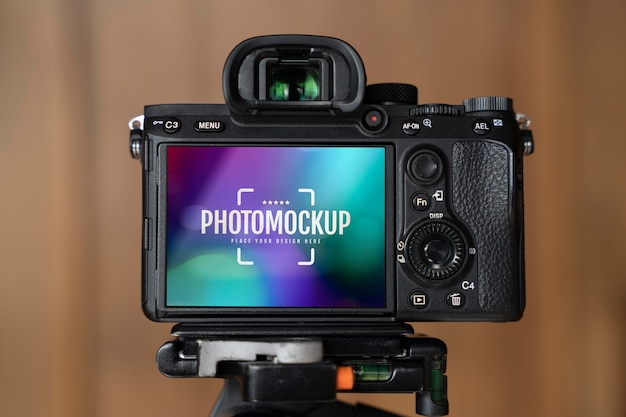 PSD mockup di macchina fotografica professionale