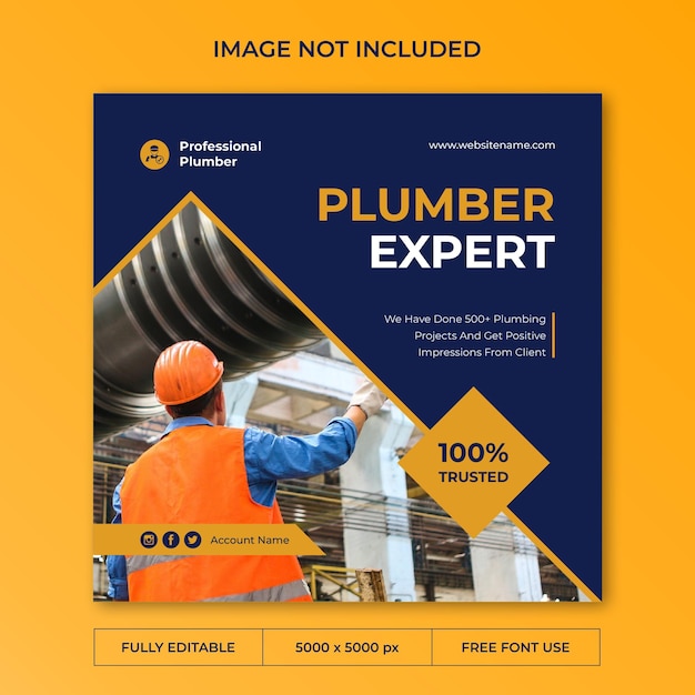 Professional plumber instagram post social media template