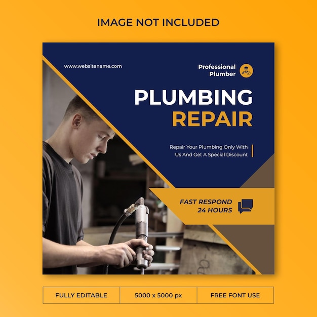 Professional plumber instagram post social media template