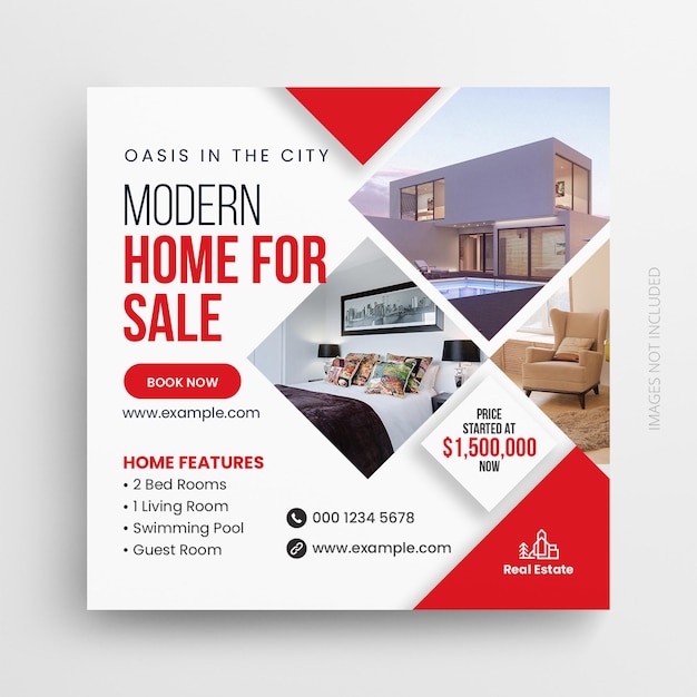 PSD professional real estate promotion social media post template