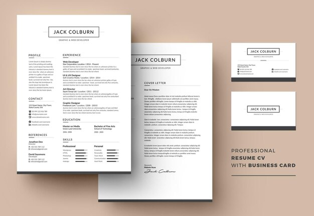 PSD professional resume cv and cover letter template design
