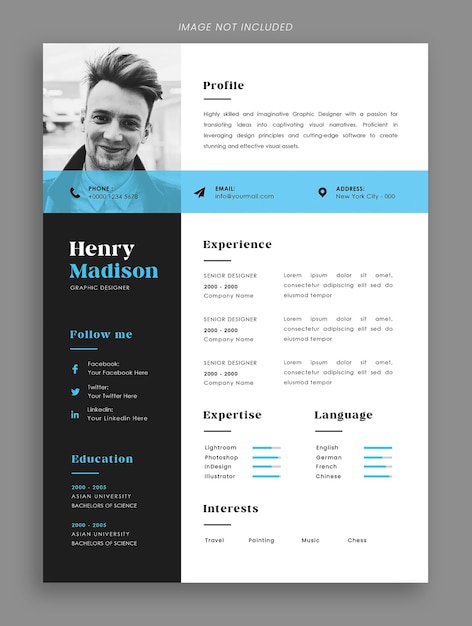 PSD professional resume cv design template psd