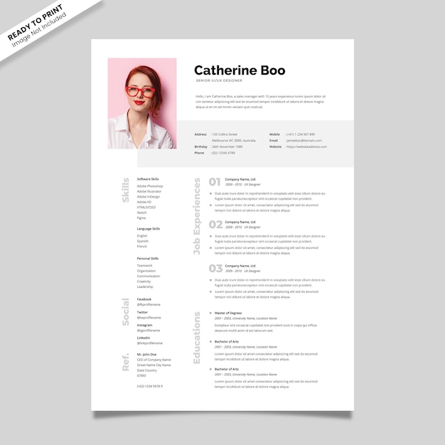 PSD professional resume template